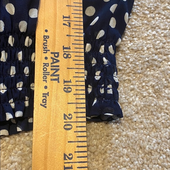 Lauren Ralph Lauren Ruffle Polka Dot Sheer Off the Shoulder Top Navy White XL - Picture 6 of 9